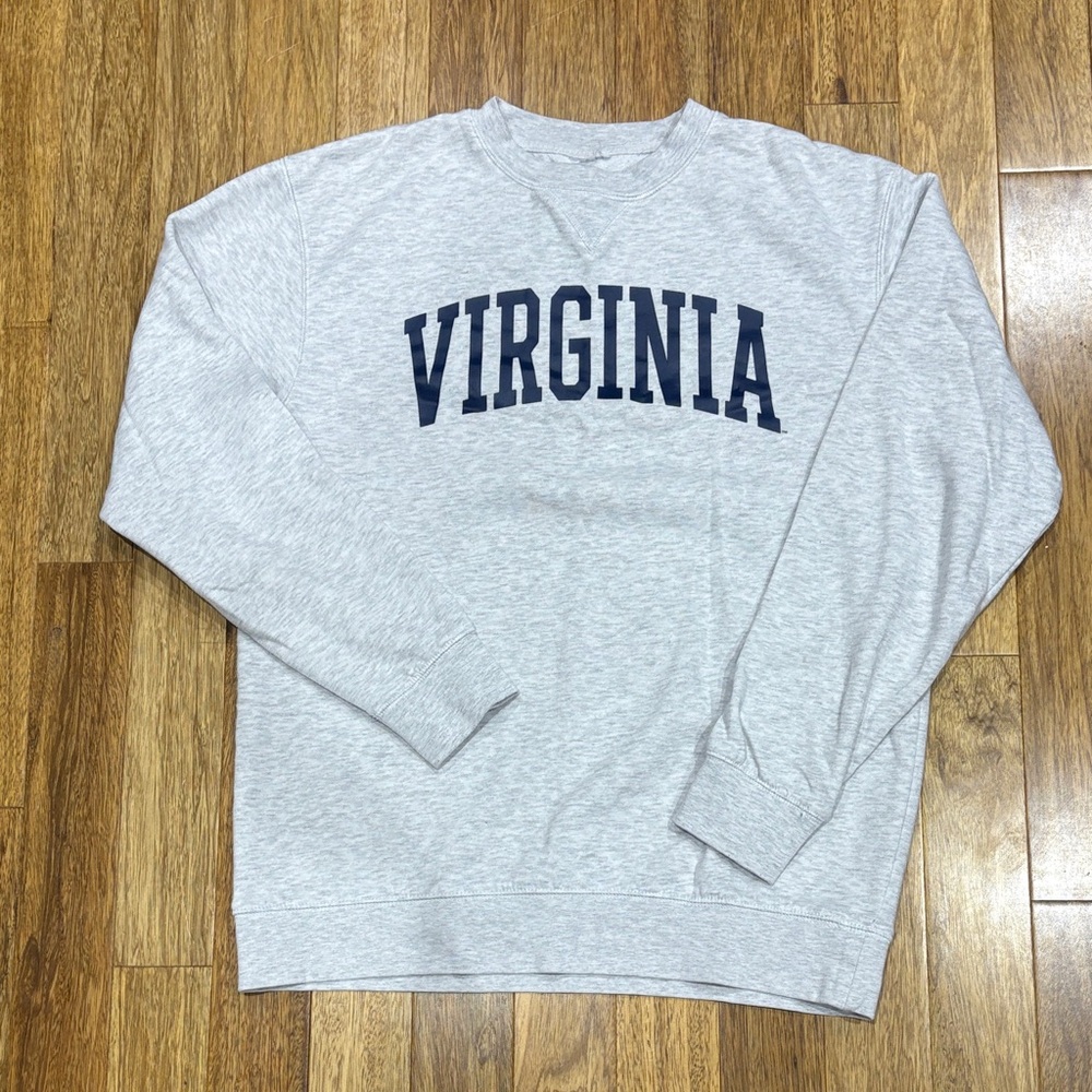 University of Virginia Crewneck Sweatshirt - Light Gray with Navy Lettering